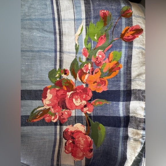 Lauren Ralph Lauren 100% Linen Plaid Floral Shirtdress Size 10 - Picture 5 of 8